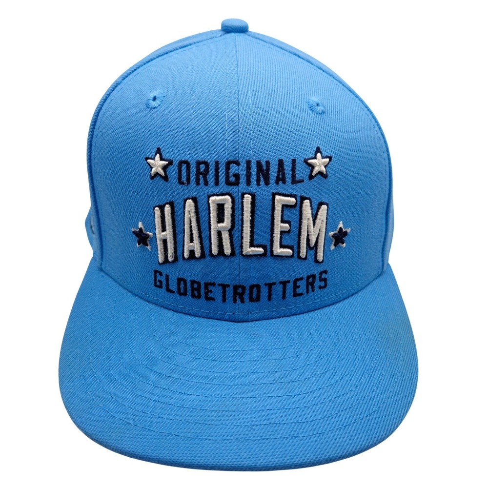 Rings & Crwns Harlem Globetrotters Fitted Hat Light Blue Size 7 3/8 Flat Brim